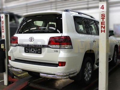 Защита задняя уголки двойные 76-53 мм для Toyota Land Cruiser 200 2015-2021