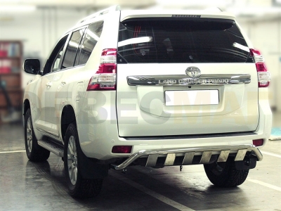 Защита заднего бампера 53 мм с накладками для Toyota Land Cruiser Prado 150 2013-2017