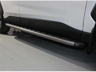 Пороги алюминиевые ТСС с накладкой серые для Toyota RAV4 № TOYRAV19-23GR