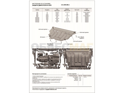 Защита картера и КПП Автоброня, сталь 2 мм для Audi A3 2012-2021