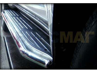 Защита штатного порога 43 мм в торец порога Технотек для Toyota Land Cruiser Prado 150 2013-2017