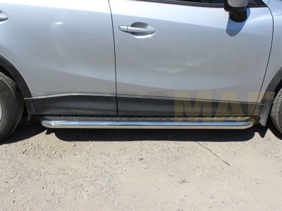 Пороги с площадкой алюминиевый лист 60 мм Технотек для Mazda СX-5 2015-2017
