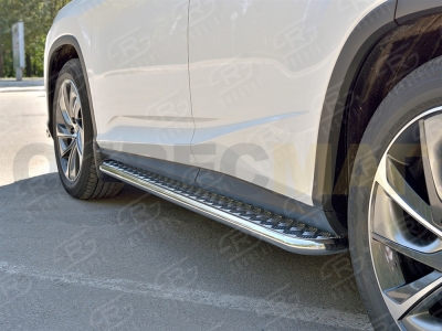 Пороги с площадкой алюминиевый лист 42 мм вариант 1 для Lexus RX Long № LRX3L-0032241