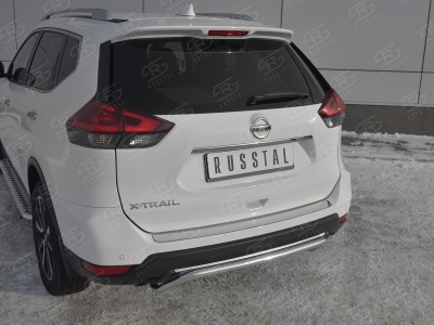 Накладка на задний бампер зеркальный лист РусСталь для Nissan X-Trail T32 2019-2021