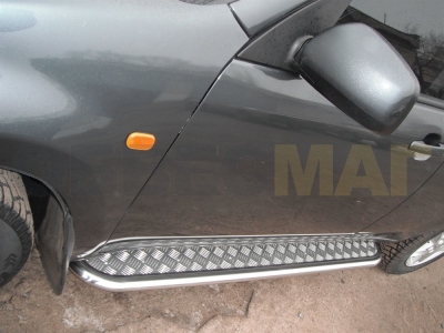 Пороги с площадкой алюминиевый лист 43 мм для Nissan X-Trail T30 № NXT 1