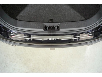 Накладки на задний бампер лист зеркальный надпись Chery для Chery Tiggo 8 Pro № CHERTIG8P21-06