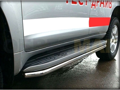Защита штатного порога 53 мм под порог Технотек для Toyota Land Cruiser Prado 150 2009-2013