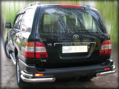 Защита задняя уголки двойные 76-53 мм для Toyota Land Cruiser 100 1998-2007