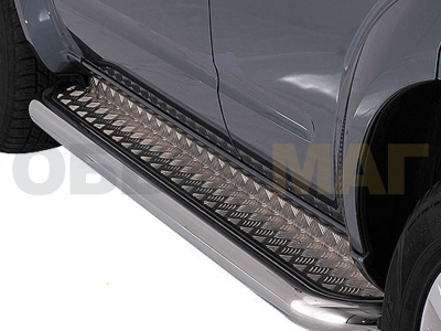 Пороги с площадкой алюминиевый лист 76 мм для Double Cab для Toyota Tundra № TTU14_2.3