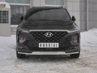 Защита передняя двойная 42-42 мм РусСталь для Hyundai Santa Fe 2018-2020