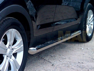 Пороги труба с накладками 76 мм Технотек для Nissan Pathfinder 2005-2010