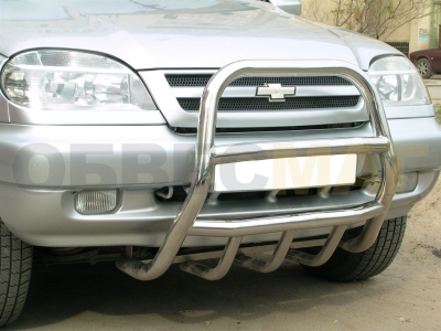 Кенгурин передний 53-43 мм с защитой картера для Chevrolet Niva 2002-2008