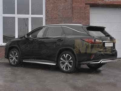 Защита заднего бампера овальная 75х42 мм дуга РусСталь для Lexus RX Long 2018-2021