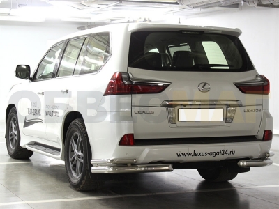 Защита задняя уголки двойные 76-53 мм для Lexus LX-570/450d 2015-2021