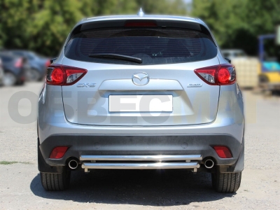 Защита заднего бампера двойная 53-53 мм для Mazda СX-5 2015-2017