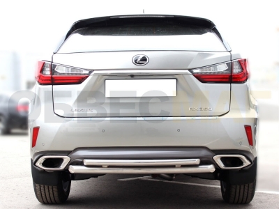 Защита заднего бампера двойная 60-43 мм для Lexus RX 2015-2021