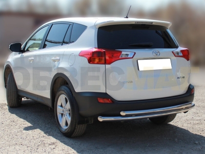 Защита заднего бампера двойная 60-53 мм для Toyota RAV-4 2013-2015