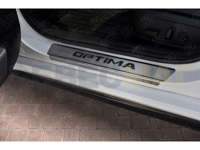 Накладки на пороги Russtal шлифованные с надписью для Kia Optima № KIAOP16-03 для Kia Optima 2016-2021
