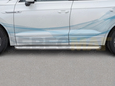 Пороги с площадкой нержавеющий лист 63 мм для Volkswagen Touareg 2018-2021