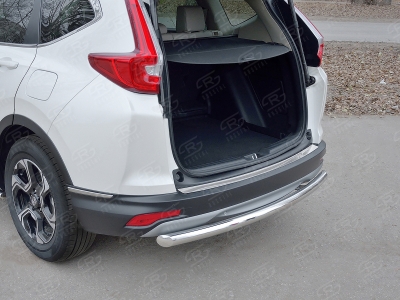 Накладка на задний бампер лист зеркальный РусСталь для Honda CR-V 2017-2021