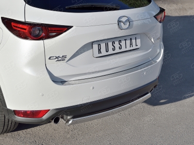 Накладка на задний бампер лист зеркальный РусСталь для Mazda CX-5 2017-2021