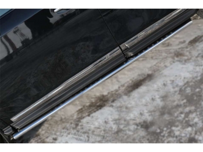 Пороги труба овальная с проступью 120х60 мм РусСталь для Nissan Pathfinder 2014-2021