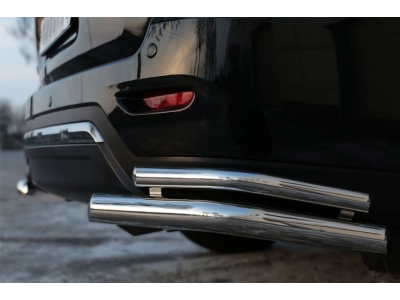 Защита задняя двойные уголки 63-42 мм РусСталь для Nissan Pathfinder 2014-2021