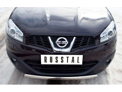 Защита передняя овальная 75х42 мм РусСталь для Nissan Qashqai+2 2010-2014