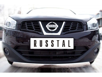 Защита передняя овальная 75х42 мм РусСталь для Nissan Qashqai+2 2010-2014
