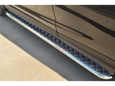 Пороги с площадкой алюминиевый лист 42 мм для Nissan Qashqai № NQQL-001795