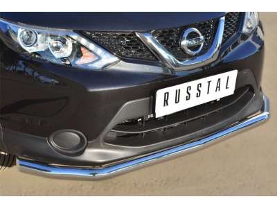 Защита переднего бампера 63 мм РусСталь для Nissan Qashqai 2014-2021