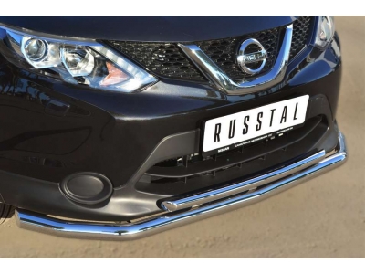 Защита передняя двойная 63-42 мм РусСталь для Nissan Qashqai 2014-2021