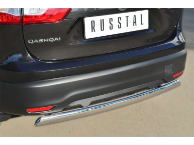 Защита заднего бампера овальная 75х42 мм РусСталь для Nissan Qashqai 2014-2021