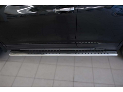 Пороги труба овальная с проступью 120х60 мм РусСталь для Nissan X-Trail 2015-2018
