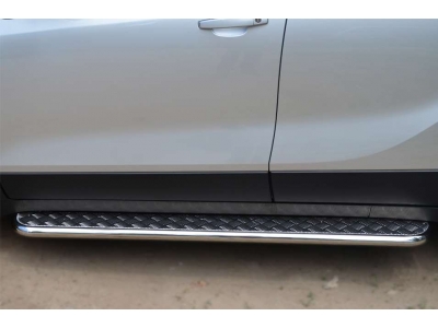 Пороги с площадкой алюминиевый лист 42 мм РусСталь для Opel Mokka 2012-2021