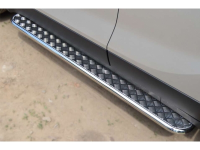 Пороги с площадкой алюминиевый лист 42 мм РусСталь для Opel Mokka 2012-2021