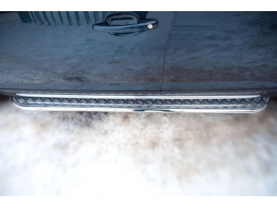 Пороги с площадкой алюминиевый лист 42 мм РусСталь для Peugeot 3008 2009-2014