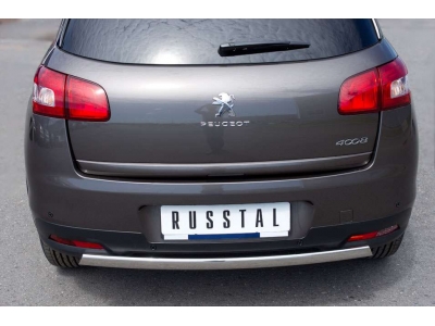 Защита заднего бампера овальная 75х42 мм РусСталь для Peugeot 4008 2013-2017