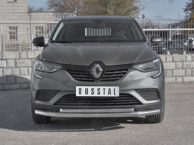 Защита передняя двойная 63-42 мм секции-дуга РусСталь для Renault Arkana 2019-2021