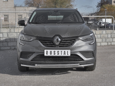 Защита передняя двойная 42-42 мм секции-дуга РусСталь для Renault Arkana 2019-2021