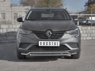Защита передняя двойная 42-42 мм волна-дуга РусСталь для Renault Arkana 2019-2021