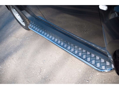 Пороги с площадкой алюминиевый лист 42 мм РусСталь для Renault Duster 2011-2015