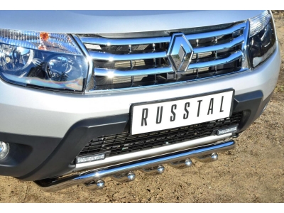 Защита переднего бампера с зубами 42 мм РусСталь для Renault Duster 2011-2015
