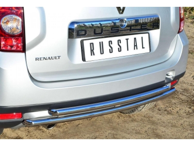 Защита заднего бампера двойная 42-42 мм РусСталь для Renault Duster 2011-2015