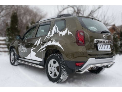 Защита заднего бампера 42 мм волна РусСталь для Renault Duster 2015-2021