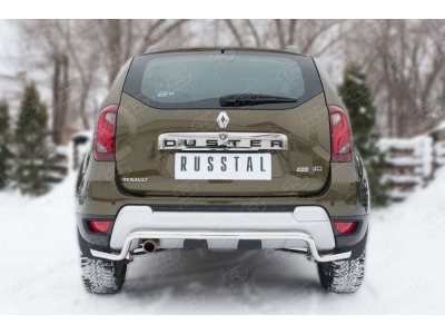 Защита заднего бампера 42 мм длинная волна РусСталь для Renault Duster 2015-2021