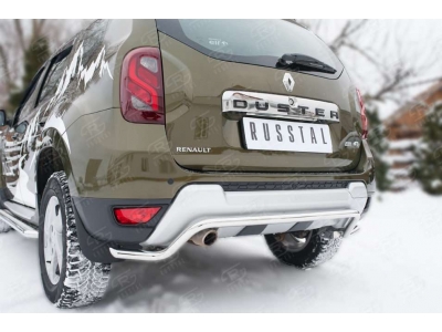 Защита заднего бампера 42 мм длинная волна РусСталь для Renault Duster 2015-2021