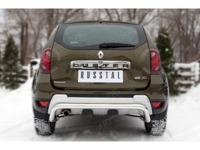 Защита заднего бампера 63 мм волна РусСталь для Renault Duster 2015-2021