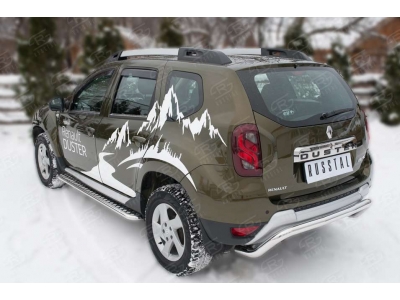 Защита заднего бампера 63 мм волна РусСталь для Renault Duster 2015-2021