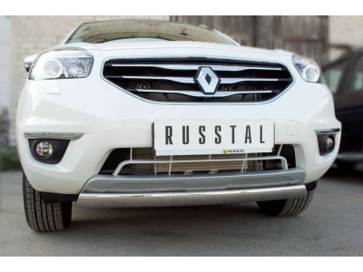 Защита передняя овальная 75х42 мм РусСталь для Renault Koleos 2011-2016